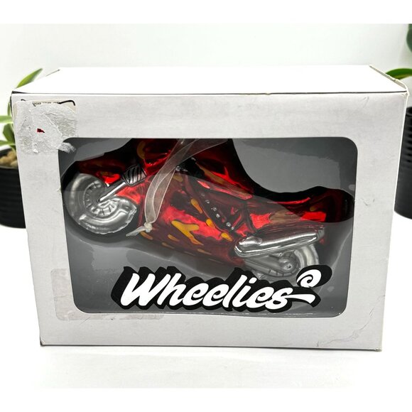 Wheelies Red & Silver Motorcycle Ornament Collectible In Box - Picture 1 of 5